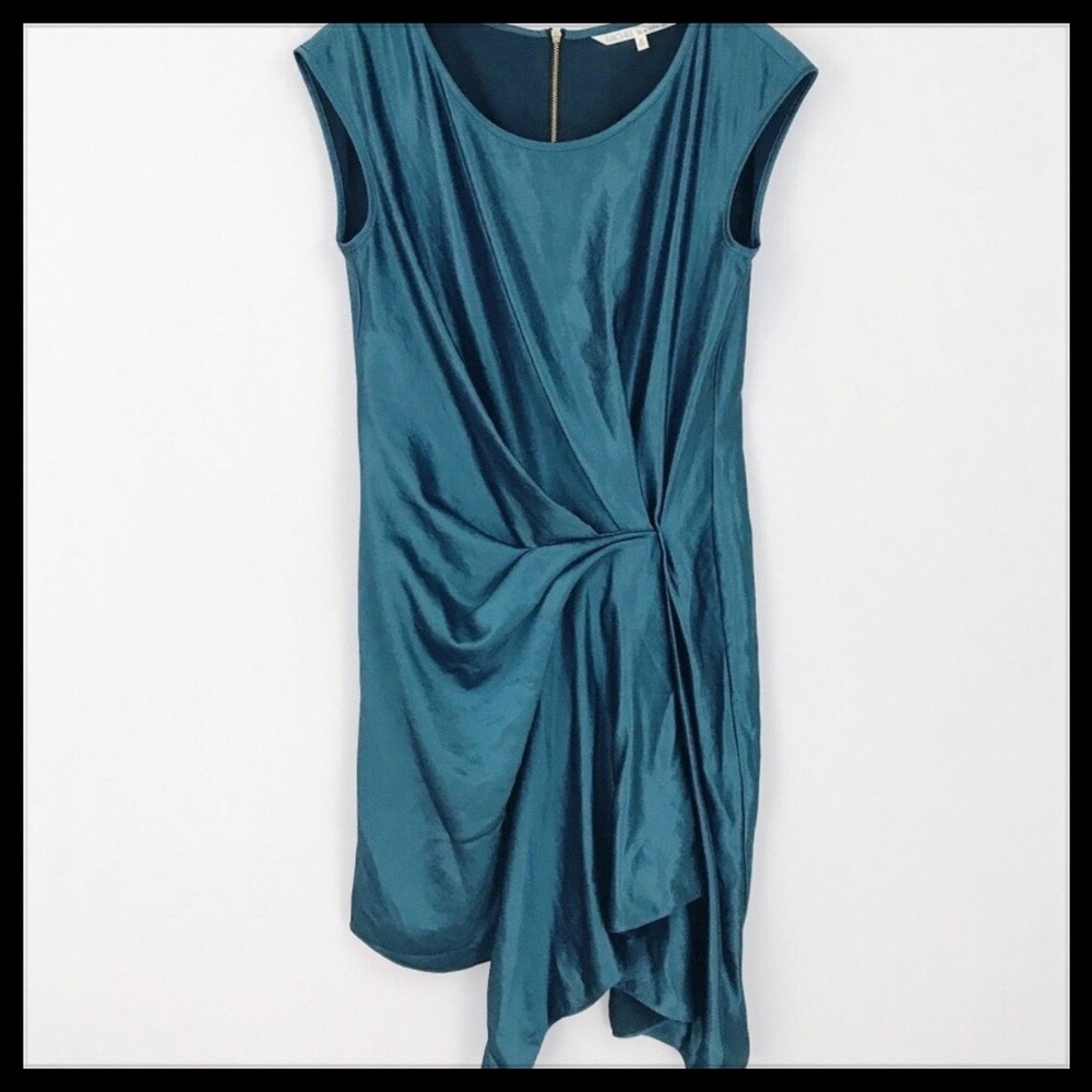 👗-Rachel Roy Jade Stretch Satin Teal Dress - Picture 6 of 8